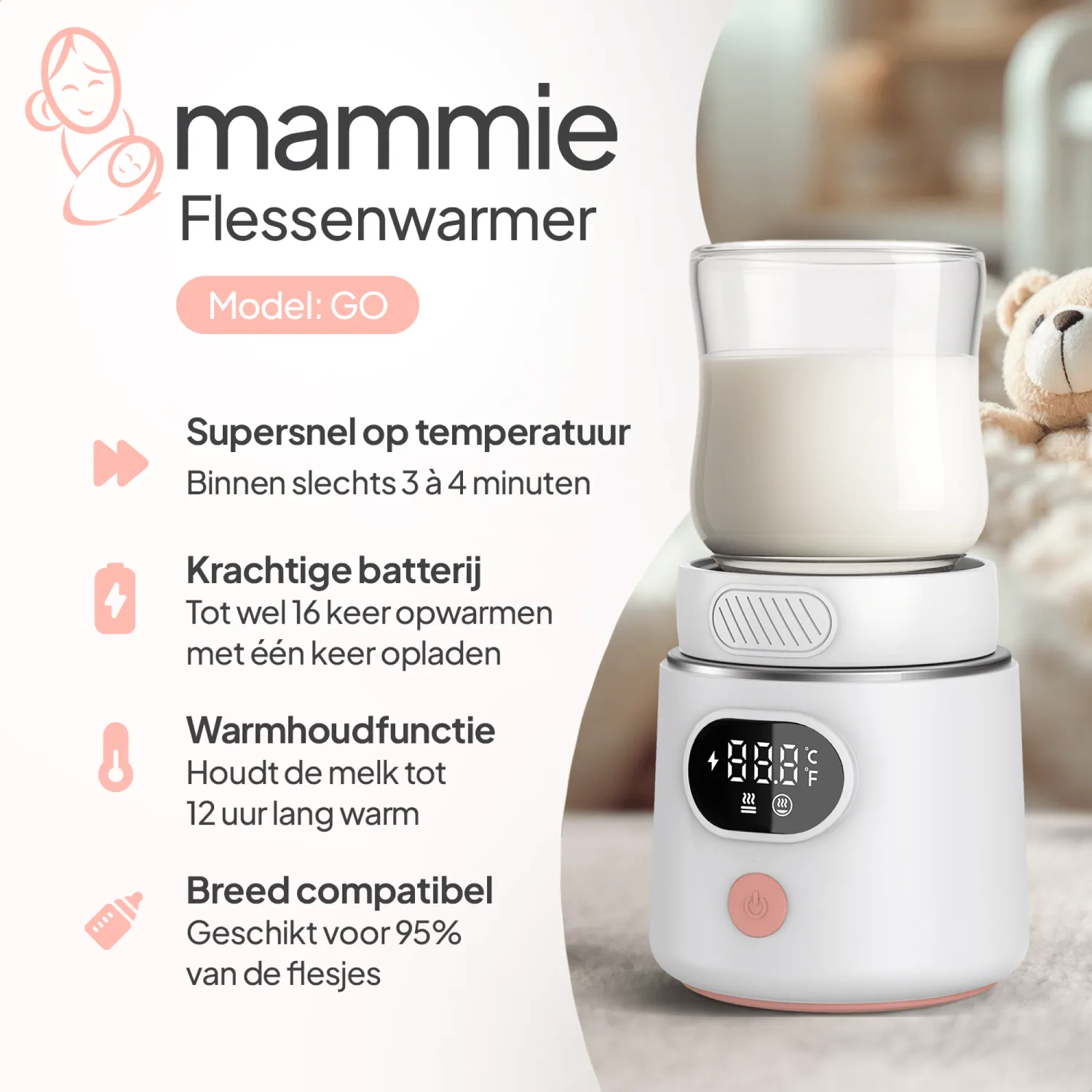 Mammie Cozy Feed bundel voedingskussen + flessenwarmer