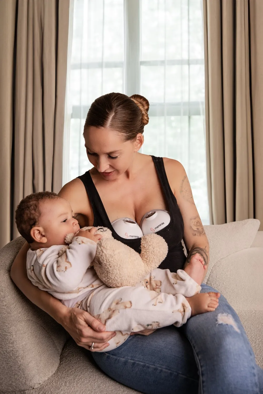 MAMMIE Handsfree Dubbele Borstkolf Wit met Timerfunctie