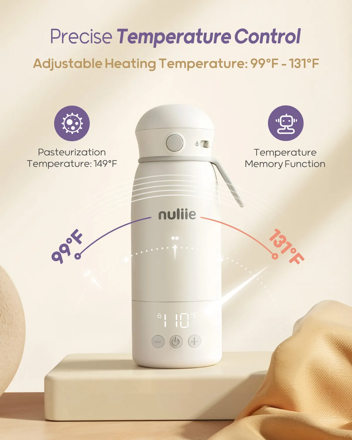 Nuliie draagbare flessenwarmer 17oz lekvrij