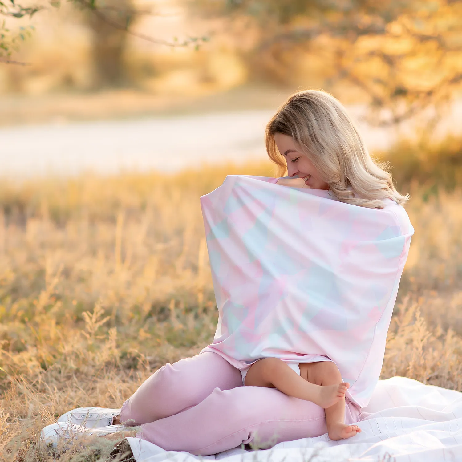 Naturebond Nursing Cover Sunrise Pink voedingsdoek ademend