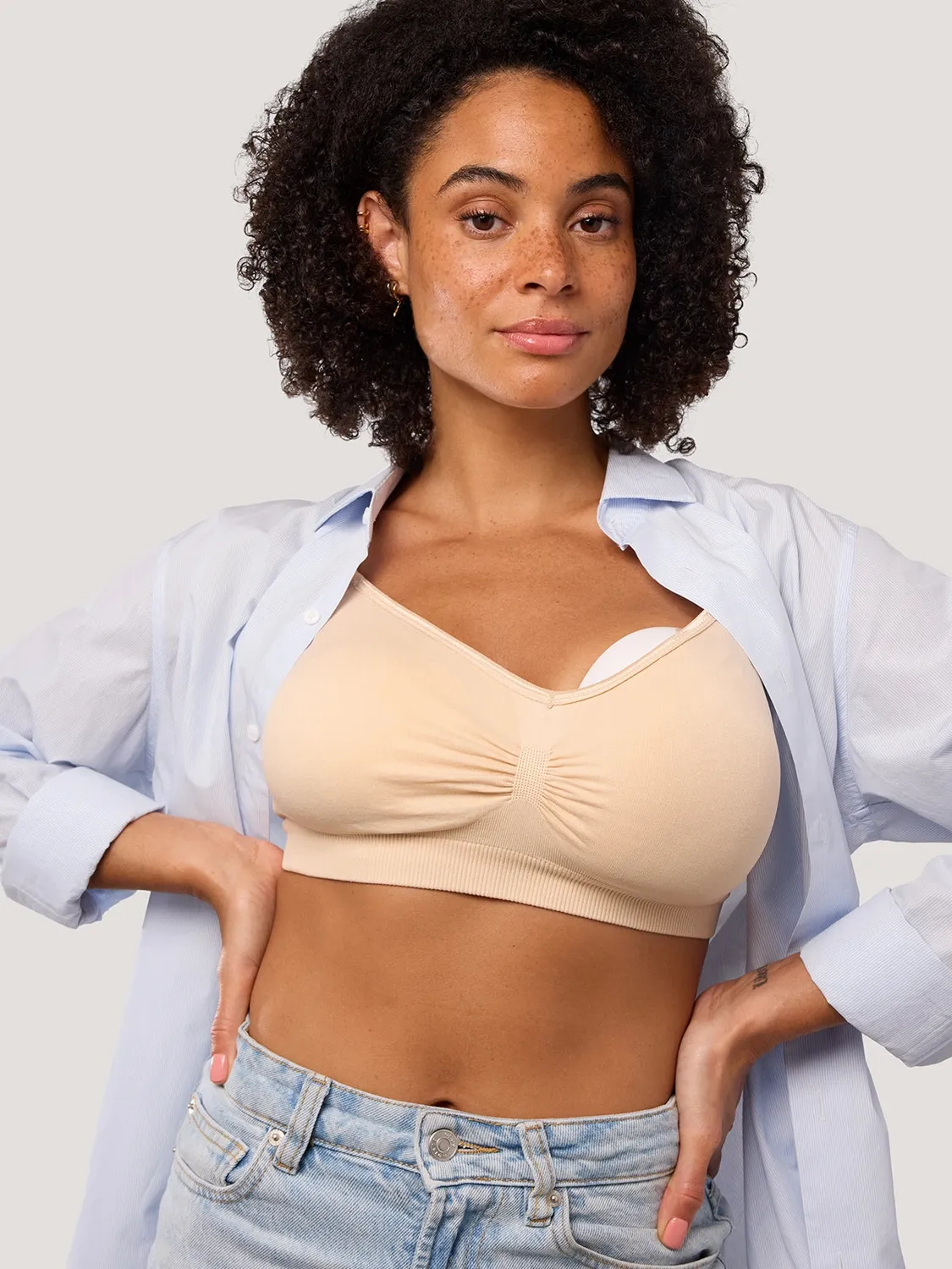 Perifit handsfree kolfbh voedingsbh maat L beige naadloos