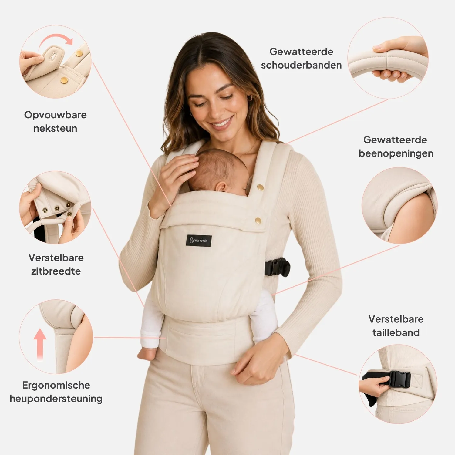 MAMMIE AVAIRE Draagzak Baby Katoen Zwart ergonomisch