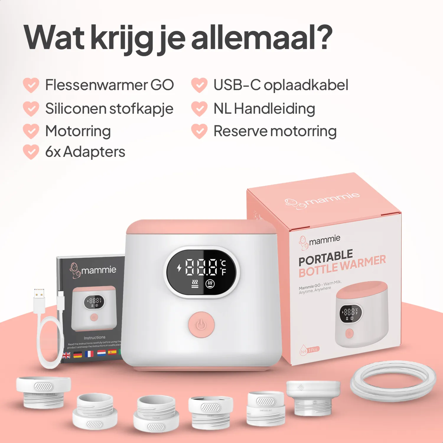 MAMMIE GO Draagbare Flessenwarmer Draadloos Fast Heating