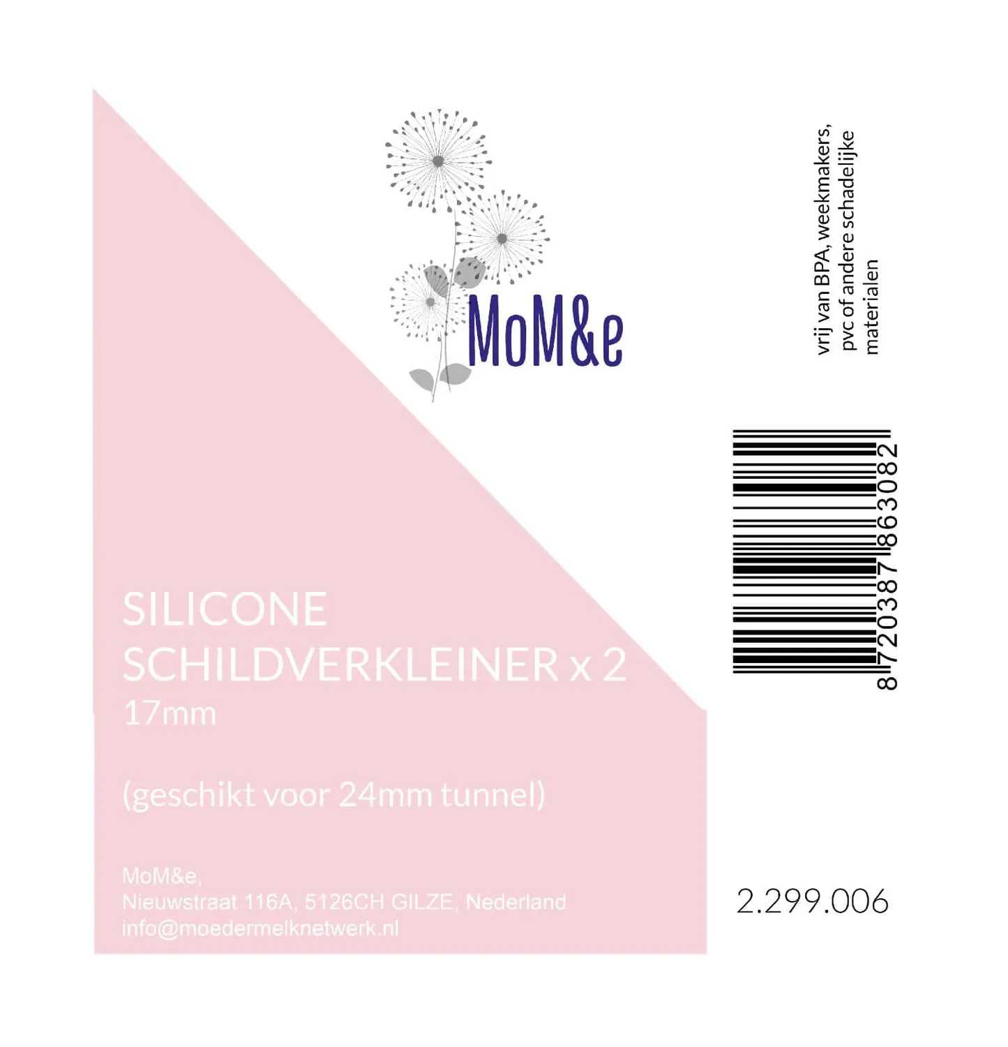 MoM&e silicone borstschildverkleiner 2 stuks 15-22mm lange tunnel