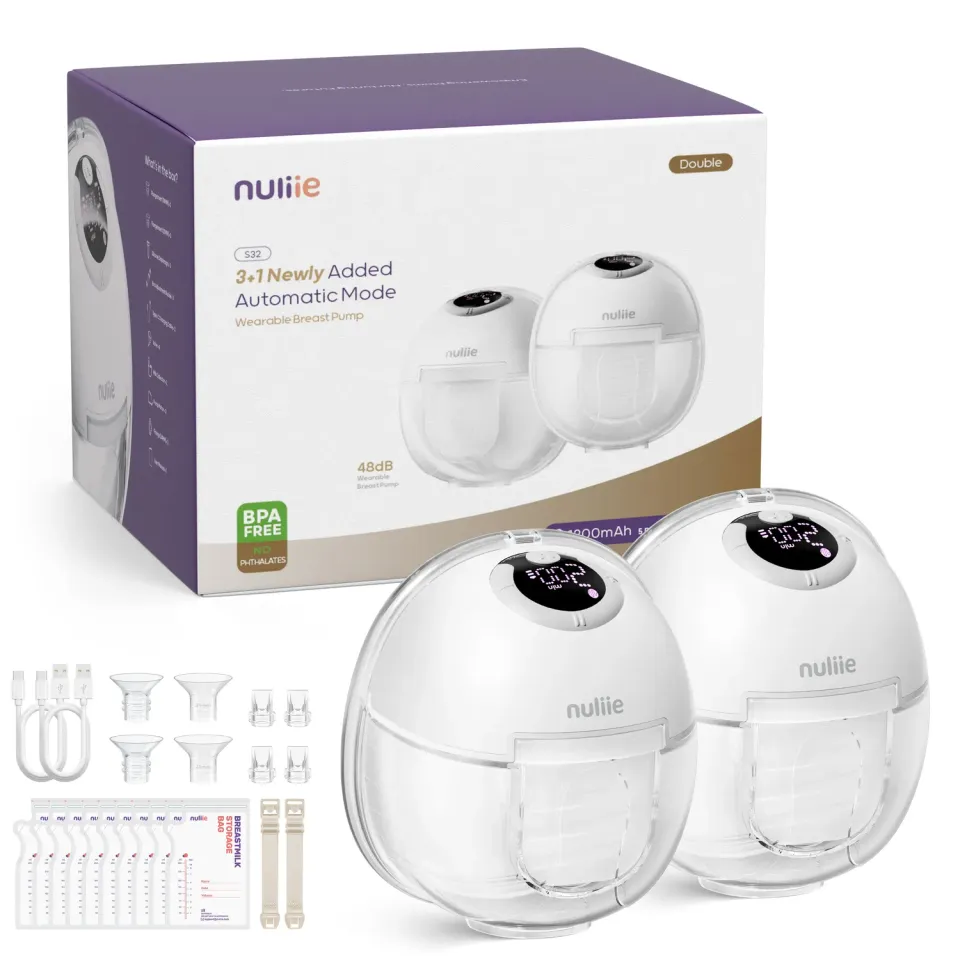 Nuliie S32 handsfree borstkolf 1 stuk wit draagbaar