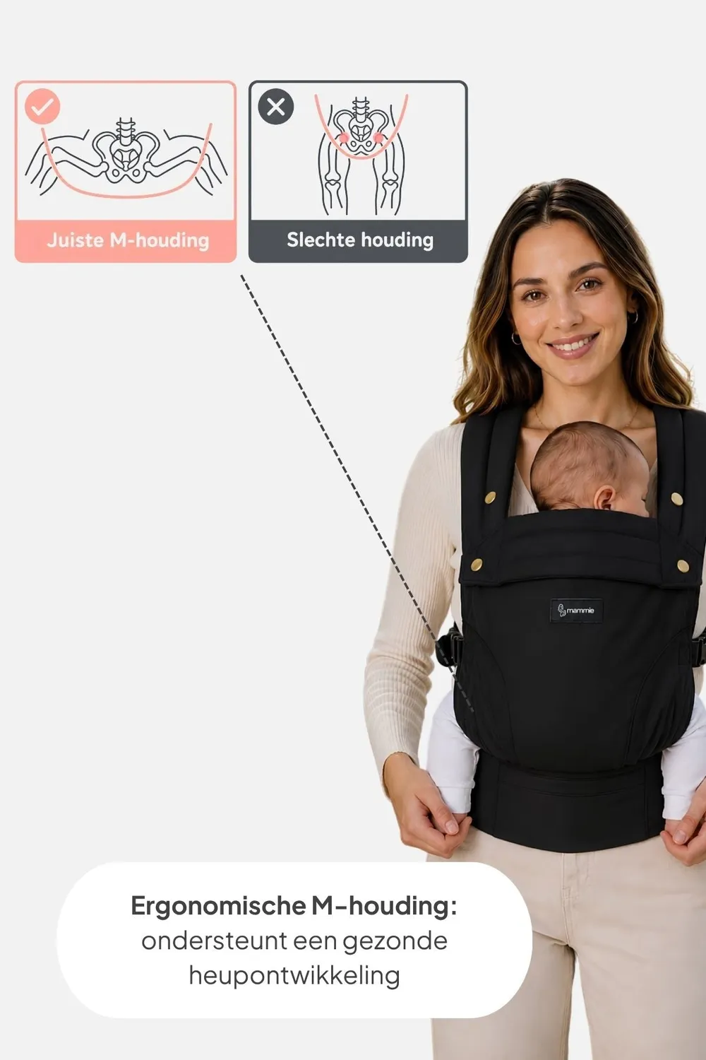 MAMMIE AVAIRE Draagzak Baby Katoen Zwart ergonomisch