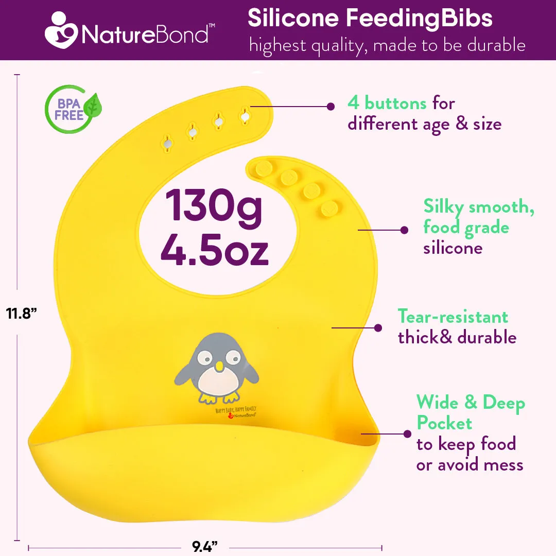 Naturebond siliconen slabbetjes geel-oranje lekvrij 2 stuks
