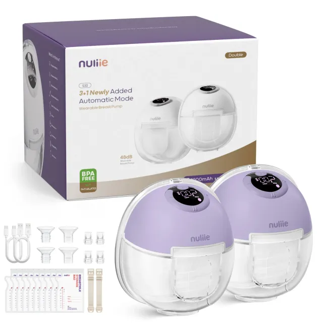 Nuliie S32 Handsfree Borstkolf Draagbaar Paars 1 stuk